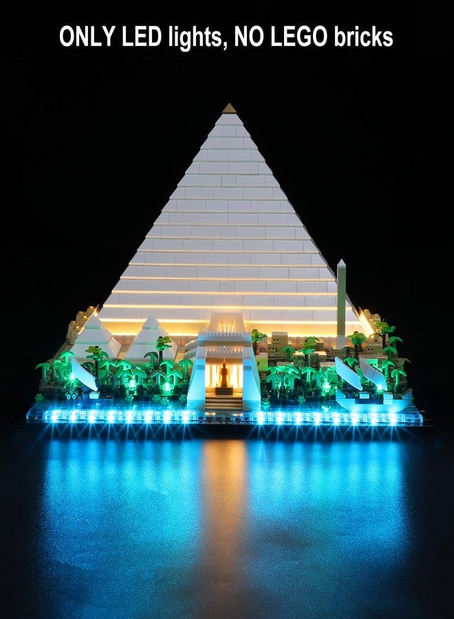 Vaodest مصباح LED من Vaodest لمجموعة Lego 21058 Architecture الهرم الأكبر في الجيزة، تصميم وتكوين متوافق مع الموديل 21058 (مصباح LED فقط، وليس مجموعة مكعبات البناء). - Image 3